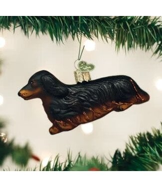 OLD WORLD CHRISTMAS Long Haired Dachshund Ornament