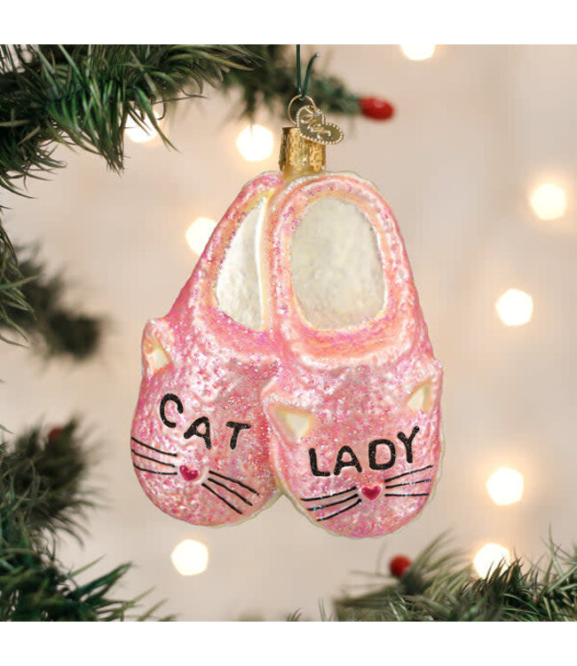 OLD WORLD CHRISTMAS Cat Lady Slippers Ornament