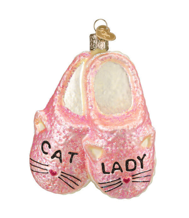 OLD WORLD CHRISTMAS Cat Lady Slippers Ornament