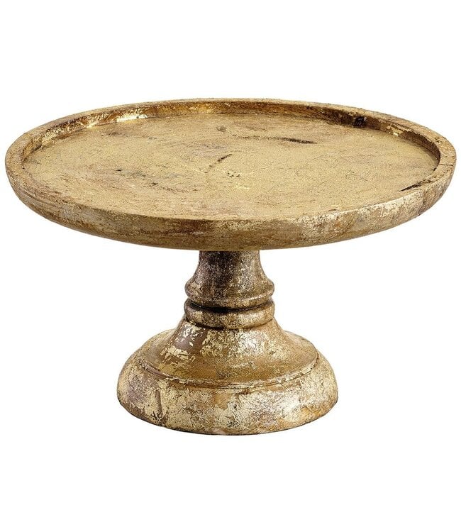 Wood Cake Stand Gold Brown