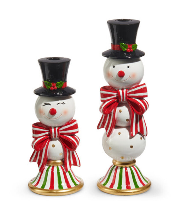 Happy Snowman Candlesticks - Sold Individually