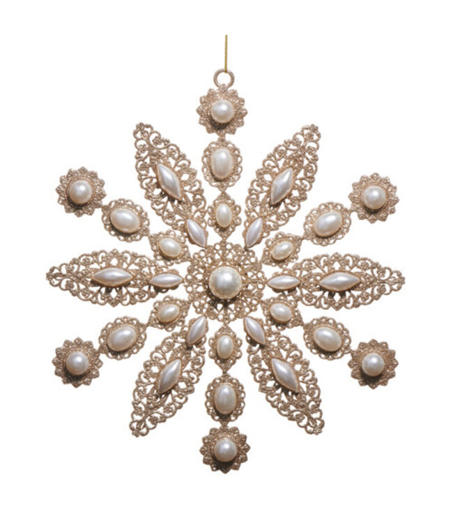 9" Glitter and Pearl Ornament