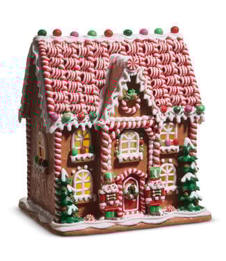 14" Lighted Multicolor Gingerbread House