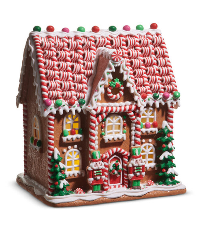 14" Lighted Multicolor Gingerbread House