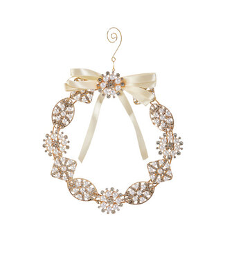 8" Pearl Brooch Wreath Ornament