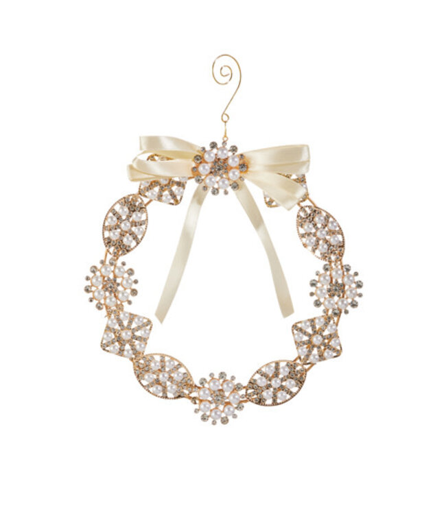 8" Pearl Brooch Wreath Ornament