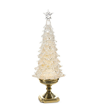 20" Lighted Tree with Swirling Gold Glitter