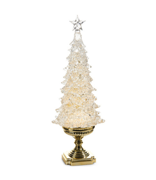 20" Lighted Tree with Swirling Gold Glitter