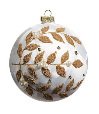 5" Beaded Vine Pattern Frosted Ball