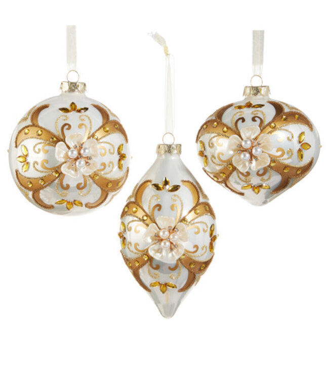 Floral Embellished Ornament - Sold Individually