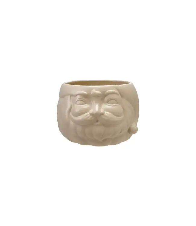 Stoneware Santa Planter Ice Bucket, White