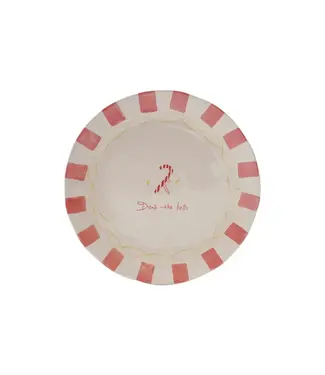 Stoneware Plate "Deck the Halls" With Candy Canes