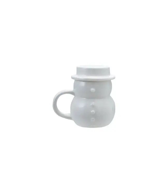 Stoneware Snowman Mug With Hat Shaped Lid
