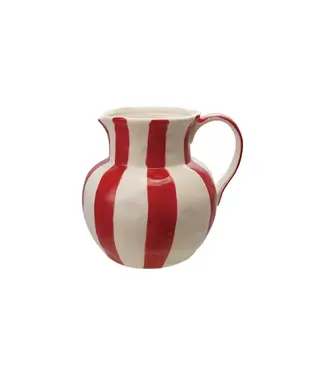 3.5 Qtz Stoneware Pitcher With Stripes