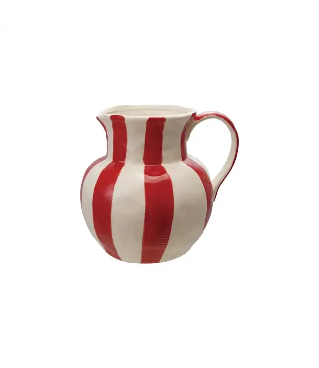 3.5 Qtz Stoneware Pitcher With Stripes