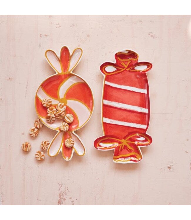 Stoneware Candy Shaped Plate - Sold Individually
