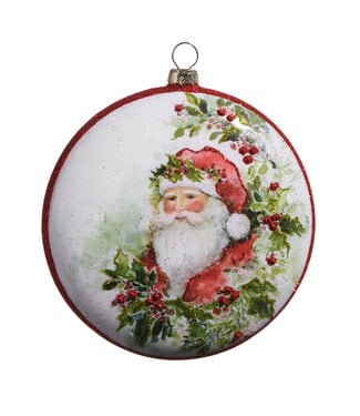 5" Watercolor Holiday Santa Disk Ornament