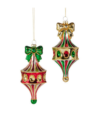 6" Red Green Fairground Finial Ornament - Sold Individually
