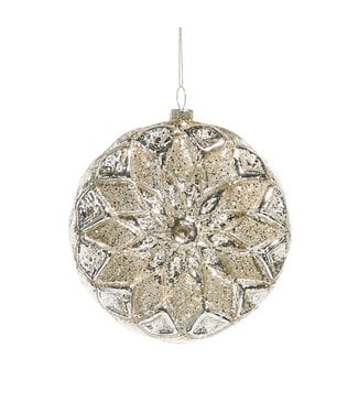 4.75" Silver Glitter Disc Ornament