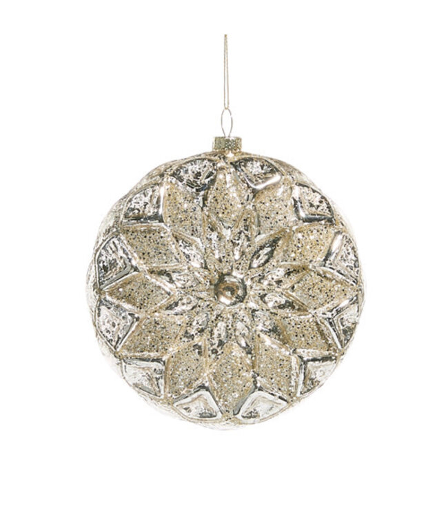 4.75" Silver Glitter Disc Ornament