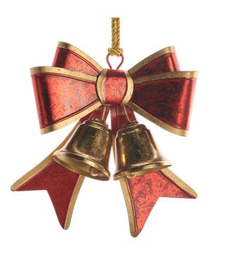 9.25" Red Row with Bells Ornament