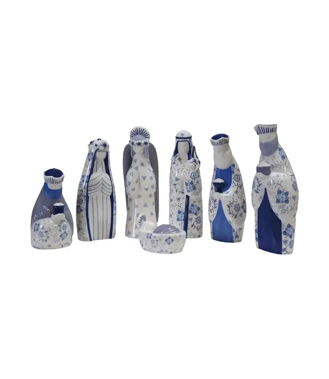 Ceramic Natvity Blue & White - Sold as Set
