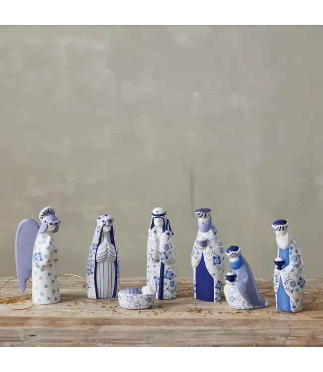 Ceramic Natvity Blue & White - Sold as Set