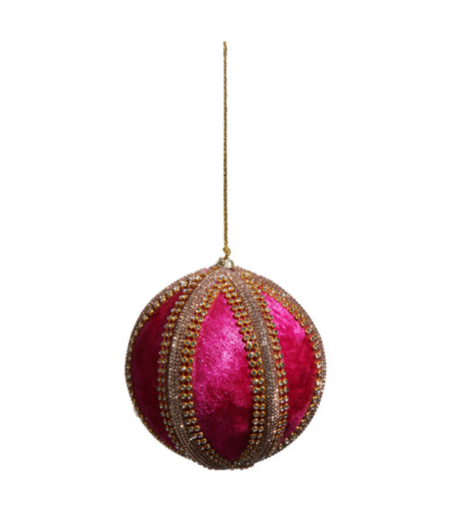 4" Velvet Jeweled Ball Ornament