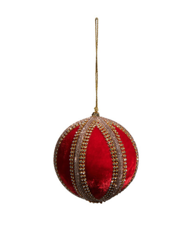 4" Velvet Jeweled Ball Ornament