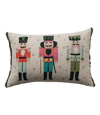 Cotton Printed Lumbar Pillow With Nutcrackers
