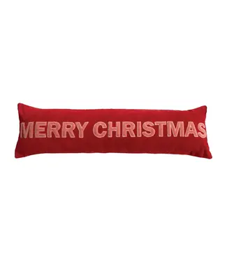 Cotton Velvet Lumbar Pillow "Merry Christmas"