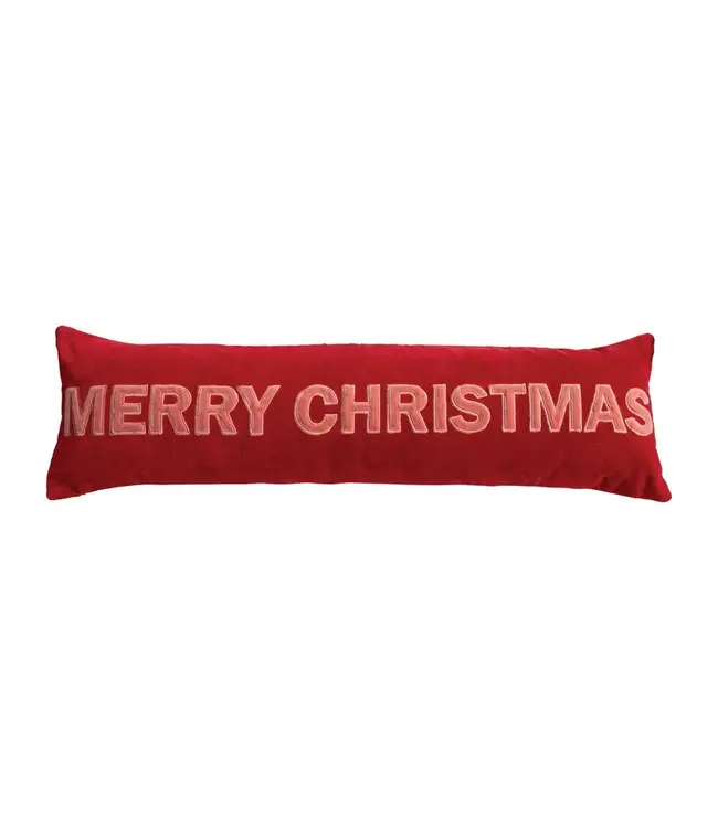 Cotton Velvet Lumbar Pillow "Merry Christmas"