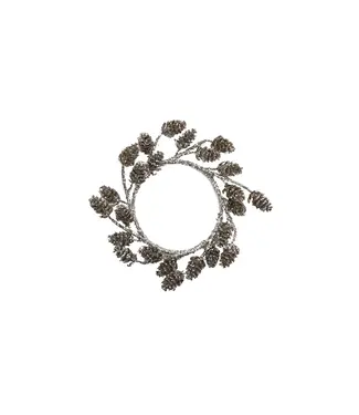 Plastic Pinecone Candle Ring, Platium Finish