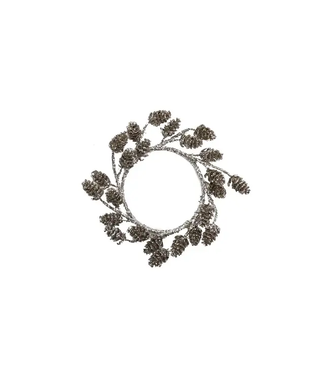 Plastic Pinecone Candle Ring, Platium Finish