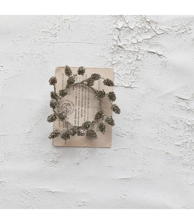 Plastic Pinecone Candle Ring, Platium Finish