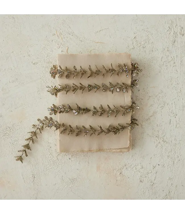 Plastic Garland Boxwood Champange With Glitter