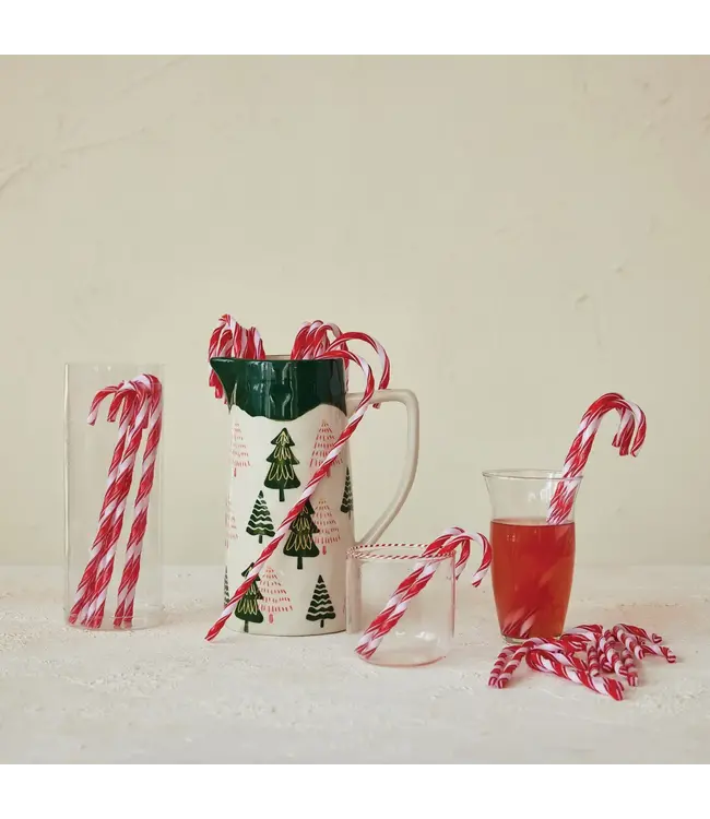 Plastic Candy Cane Drink Stirrers with Stripes - Sold as Set