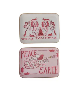 Enameled Metal Tray With Holiday Saying