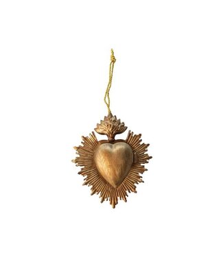 Embossed Metal Sacred Heart Locket Ornament