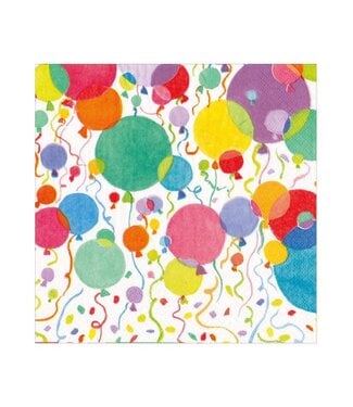 Balloons And Confetti White - Napkin Luncheon