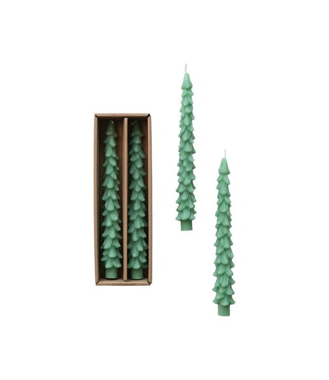 10"H Unscented Tree Shaped Tapers, Green