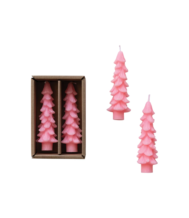 4-3/4"H Unscented Tree Shaped Tapers, Pink
