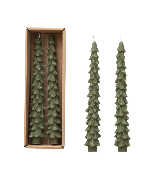Unscented Tree Shaped Taper Candles - Evergreen