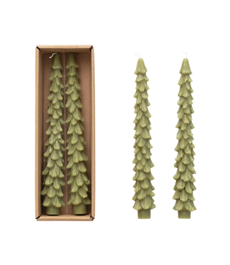 Unscented Tree Shaped Taper Candles - Cedar Green