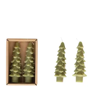 Unscented Tree Shaped Taper Candles - Sold as Set