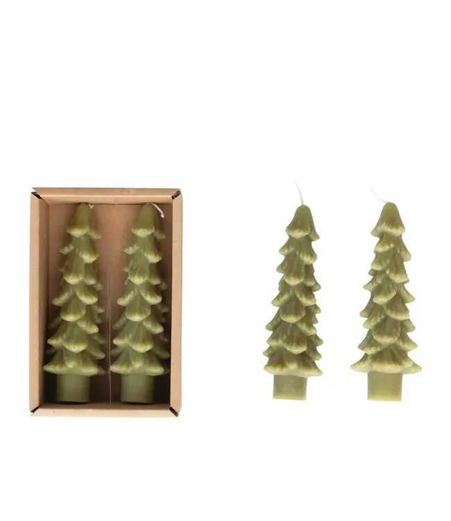 Unscented Tree Shaped Taper Candles - Sold as Set