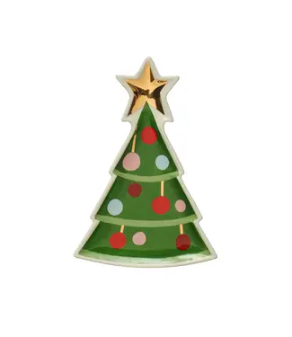Stoneware Tree Shaped Plate w/ Gold Electroplating