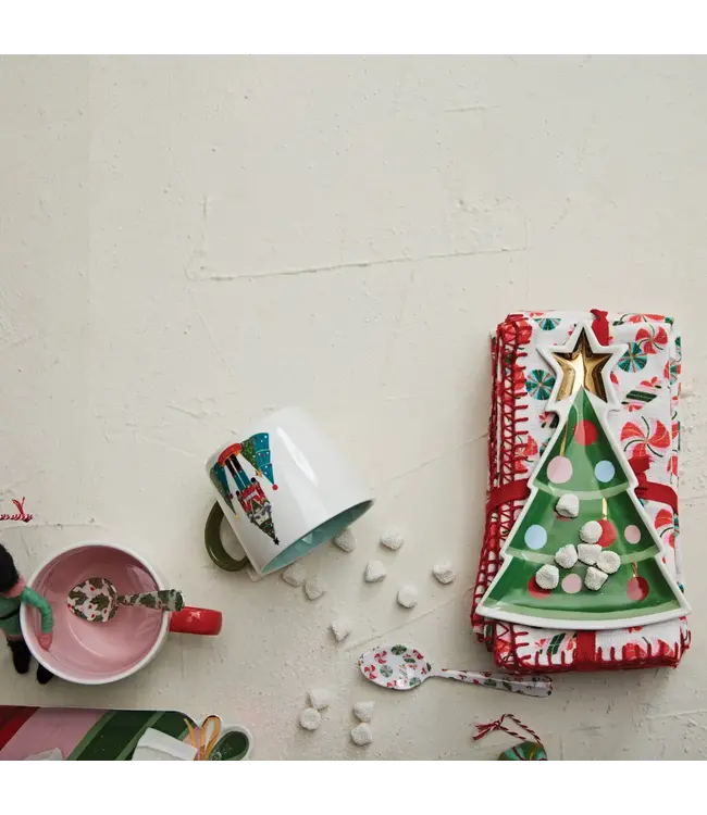 Stoneware Tree Shaped Plate w/ Gold Electroplating