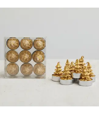 Round Unscented Tree Tealights, Gold Color - Sold as Set