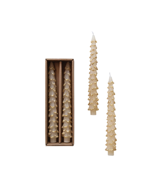 Unscented Tree Shaped Taper Candes in Box - Eggnog